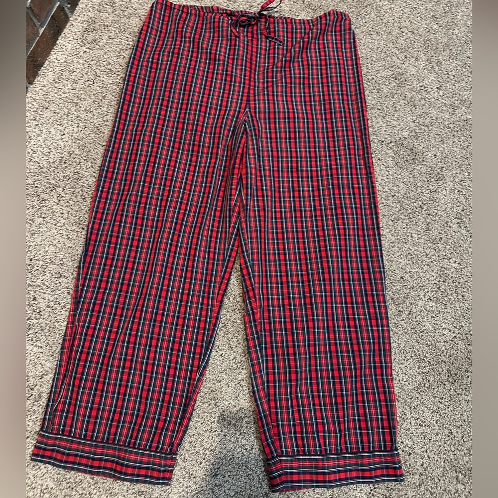 Red and Green Plaid Cotton PJ pants with Drawstring Tartan print